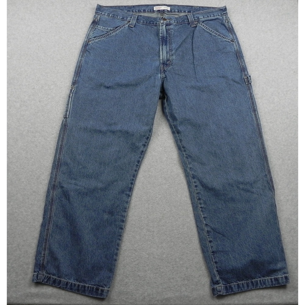 Levi Strauss Signature Jeans Mens 42x30 Carpenter Utility Workwear Denim Blue